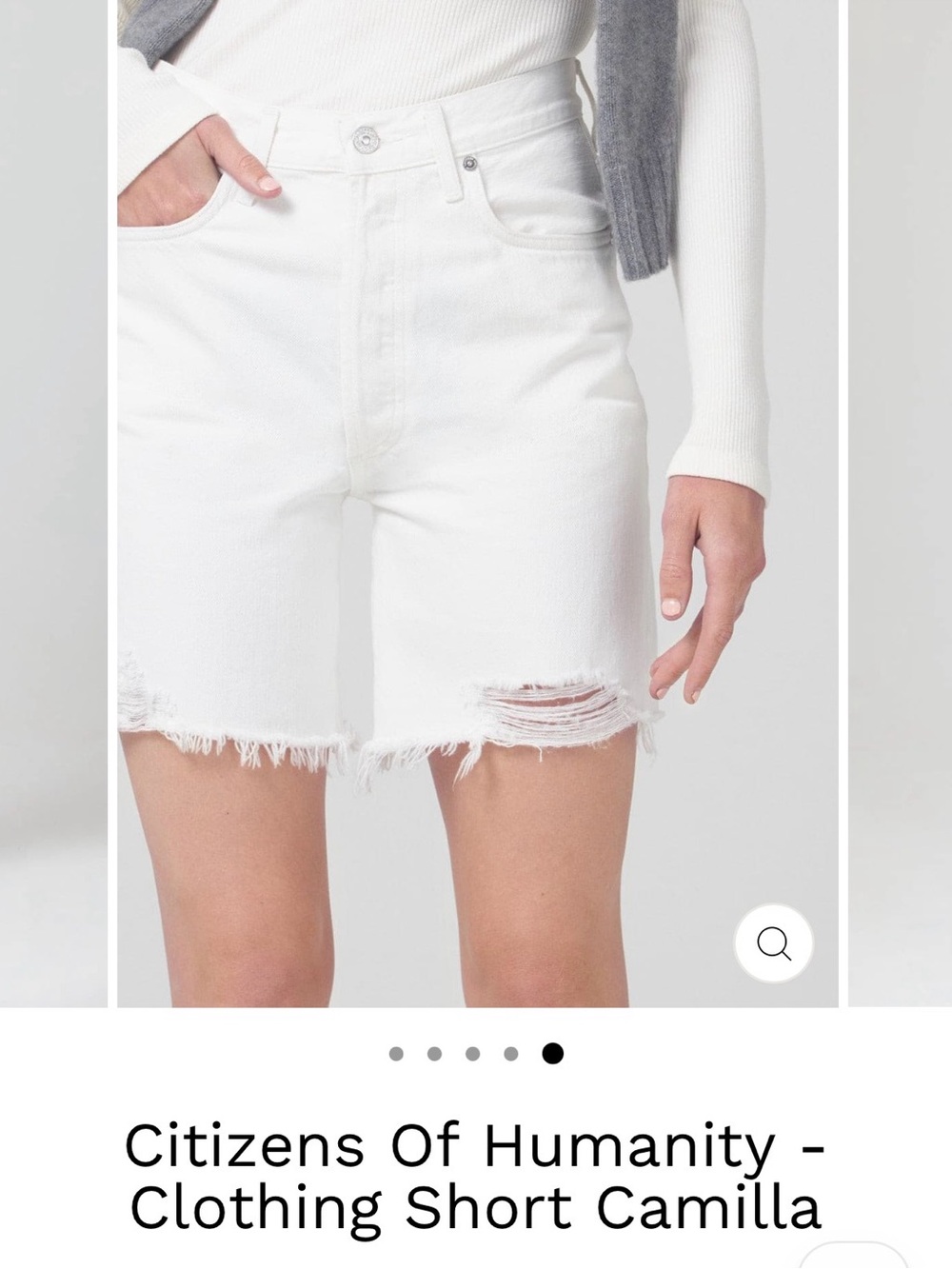 Citizens of Humanity White Camilla Distressed Denim Shorts